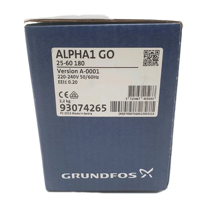 Grundfos ALPHA1 GO 25-60 180 Umwälzpumpe Typenschild