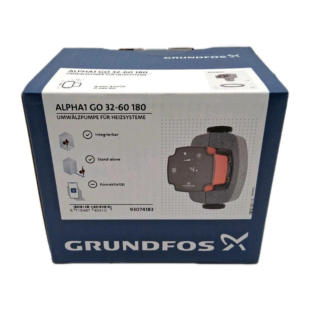 Grundfos ALPHA1 GO 32-60 180 Umwälzpumpe OVP Frontansicht