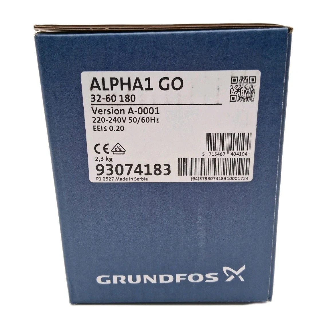 Grundfos ALPHA1 GO 32-60 180 Umwälzpumpe Typenschild
