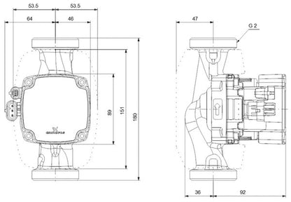 Grundfos ALPHA1 GO 32-60 180 Umwälzpumpe Zeichnung