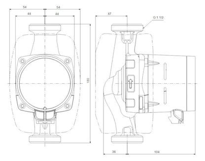 Grundfos ALPHA2 25-40 N 180 Zirkulationspumpe Zeichnung