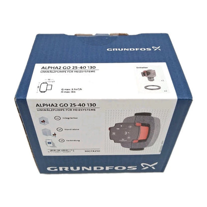 Grundfos ALPHA2 GO 25-40 130 Umwälzpumpe OVP Frontansicht