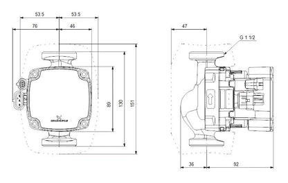 Grundfos ALPHA2 GO 25-40 130 Umwälzpumpe Zeichnung