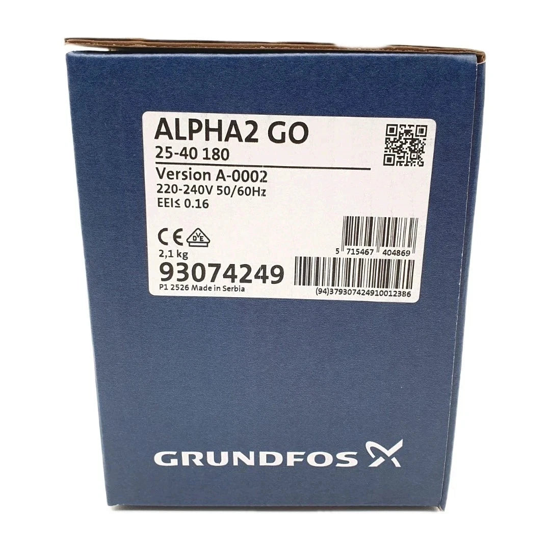 Grundfos ALPHA2 GO 25-40 180 Umwälzpumpe Typenschild