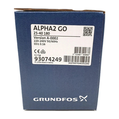 Grundfos ALPHA2 GO 25-40 180 Umwälzpumpe Typenschild