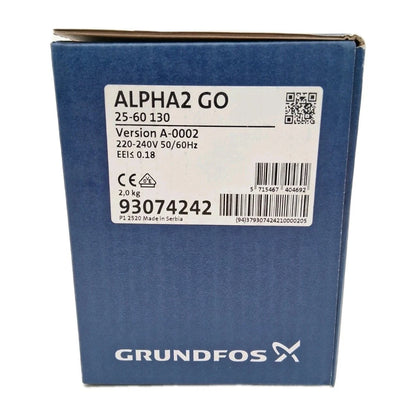 Grundfos ALPHA2 GO 25-60 130 Umwälzpumpe Typenschild