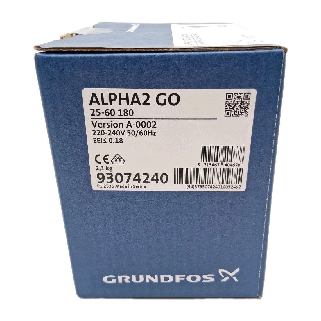 Grundfos ALPHA2 GO 25-60 180 Umwälzpumpe Typenschild