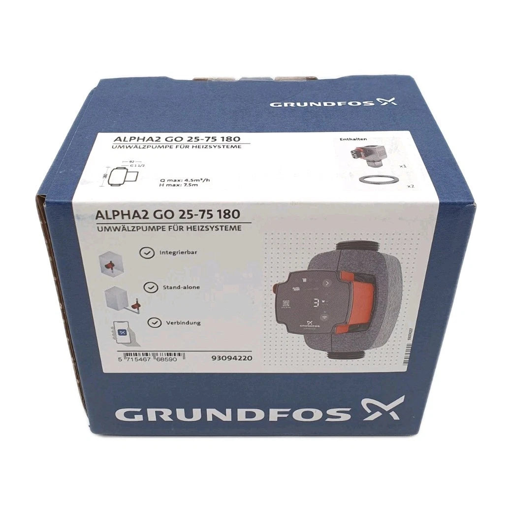 Grundfos ALPHA2 GO 25-75 180 Umwälzpumpe OVP oben