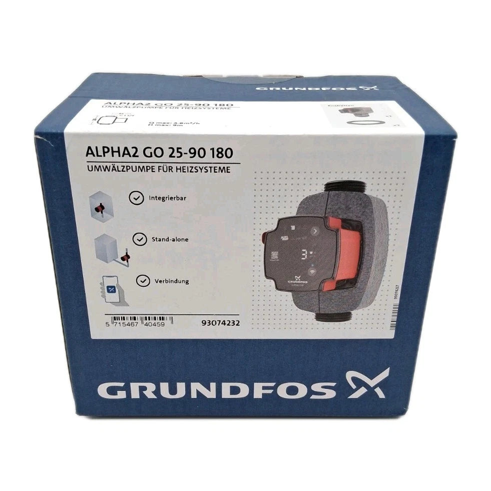 Grundfos ALPHA2 GO 25-90 180 Umwälzpumpe OVP Front