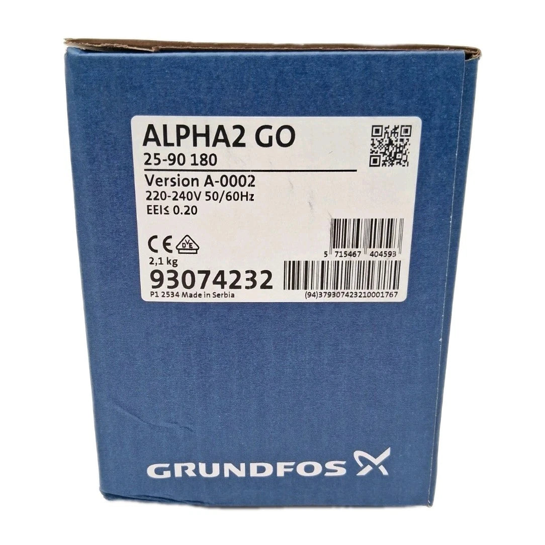 Grundfos ALPHA2 GO 25-90 180 Umwälzpumpe Typenschild