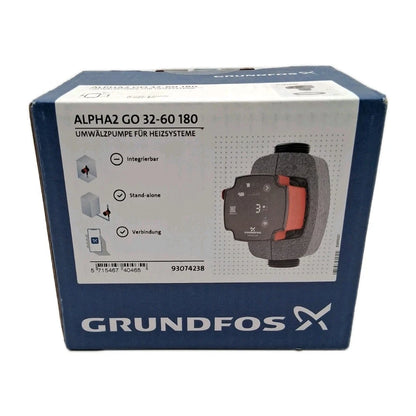 Grundfos ALPHA2 GO 32-60 180 Umwälzpumpe Frontansicht OVP
