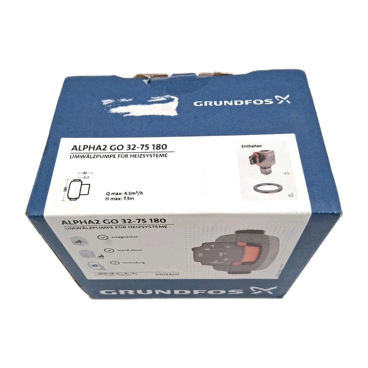 Grundfos ALPHA2 GO 32-75 180 Umwälzpumpe OVP oben