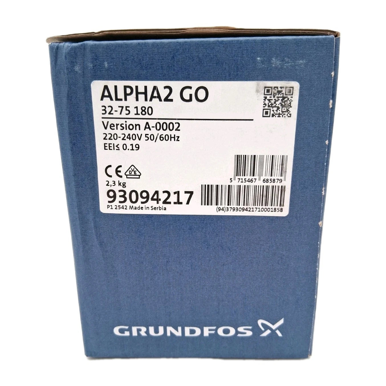 Grundfos ALPHA2 GO 32-75 180 Umwälzpumpe Typenschild